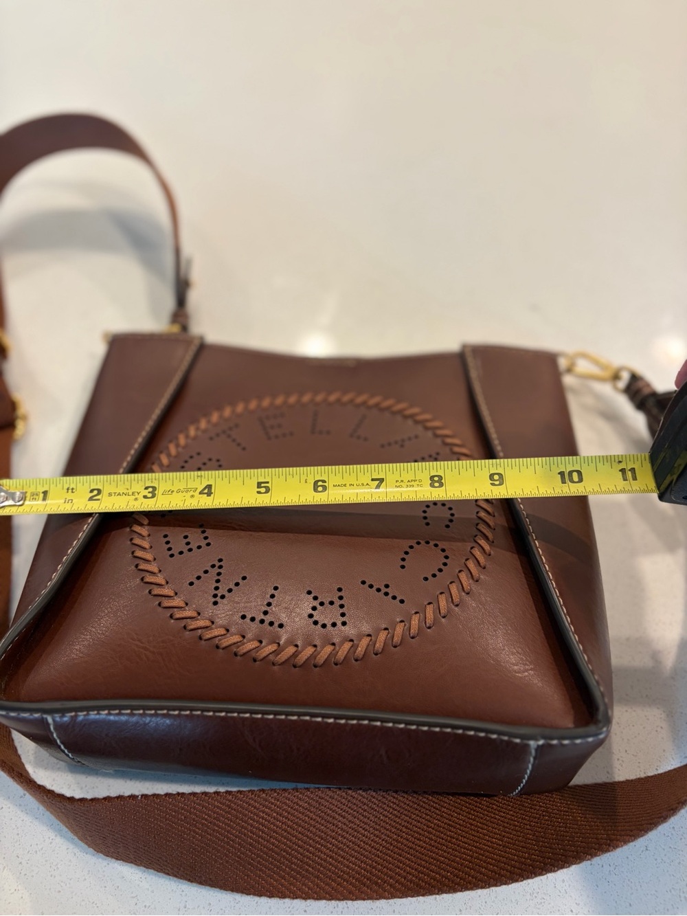 Stella McCartney Cognac Brown Perforated Logo bag- hard to find #stellamccartney - Picture 6 of 9
